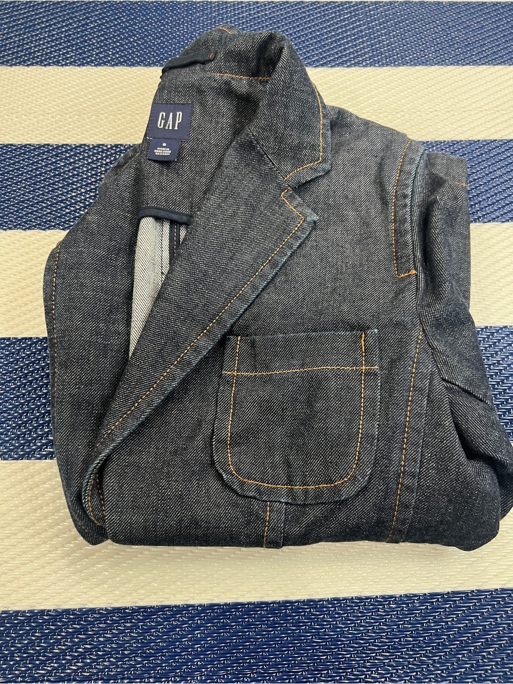 GAP Dark Wash Denim Blazer Jacket Women’s Structured Jean Jacket Sz 8 - Picture 11 of 11